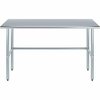 Amgood 18 in. x 60 in. Open Base Stainless Steel Metal Table WT-1860-RCB-Z